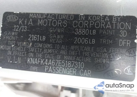 2014 Kia Forte Lx из США, поврежденный, VIN KNAFK4A67E5187310